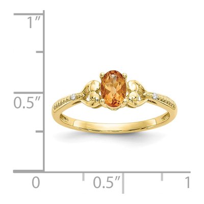10K Yellow Gold Citrine & Diamond Oval November Ring – view 3