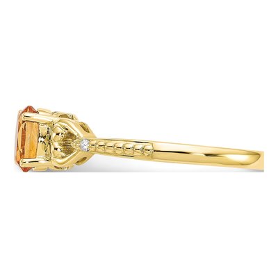 10K Yellow Gold Citrine & Diamond Oval November Ring – view 4