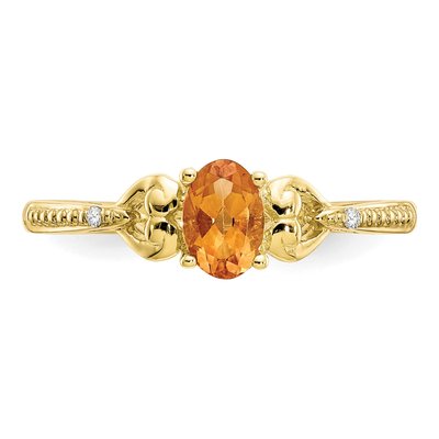 10K Yellow Gold Citrine & Diamond Oval November Ring – view 5