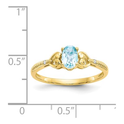 10K Yellow Gold Swiss Blue Topaz & Diamond Oval December Ring – view 4