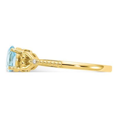 10K Yellow Gold Swiss Blue Topaz & Diamond Oval December Ring – view 5