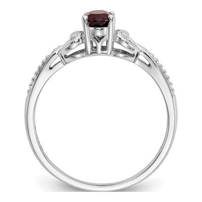 10K White Gold Garnet & Diamond Oval Ring – view 3
