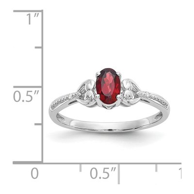 10K White Gold Garnet & Diamond Oval Ring – view 4