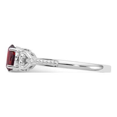 10K White Gold Garnet & Diamond Oval Ring – view 5