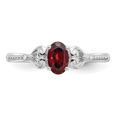 10K White Gold Garnet & Diamond Oval Ring – view 6