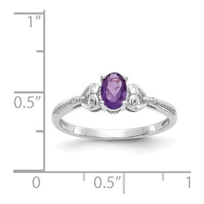 10K White Gold Amethyst & Diamond Oval February Ring – view 4