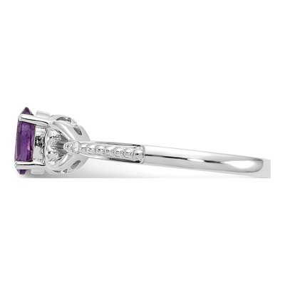 10K White Gold Amethyst & Diamond Oval February Ring – view 5