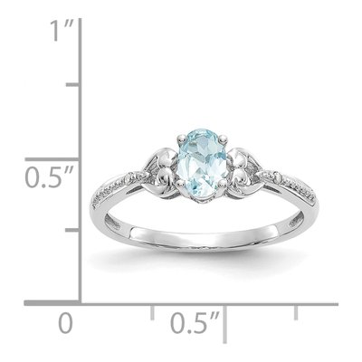 10K White Gold Aquamarine & Diamond Oval March Ring – view 4