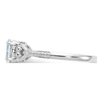 10K White Gold Aquamarine & Diamond Oval March Ring – view 5