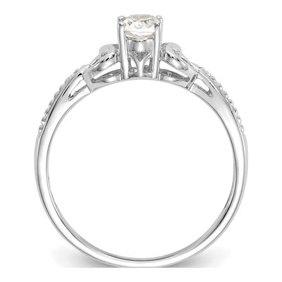10K White Gold White Topaz & Diamond Oval April Ring – view 3
