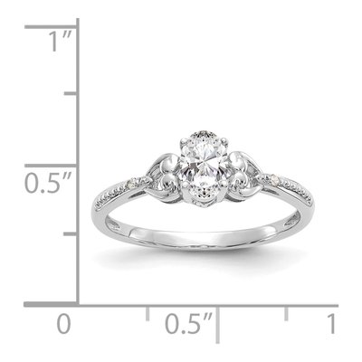 10K White Gold White Topaz & Diamond Oval April Ring – view 4