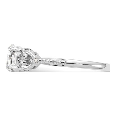 10K White Gold White Topaz & Diamond Oval April Ring – view 5