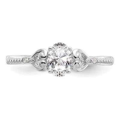 10K White Gold White Topaz & Diamond Oval April Ring – view 6