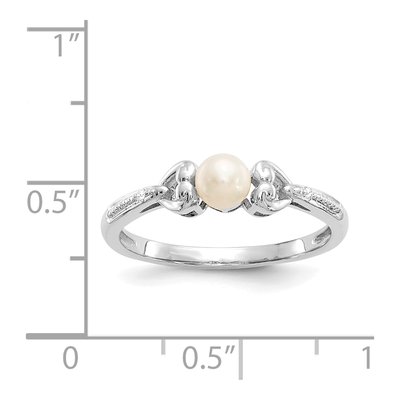 10K White Gold Freshwater Cultured Pearl & Diamond Round June Ring – view 3