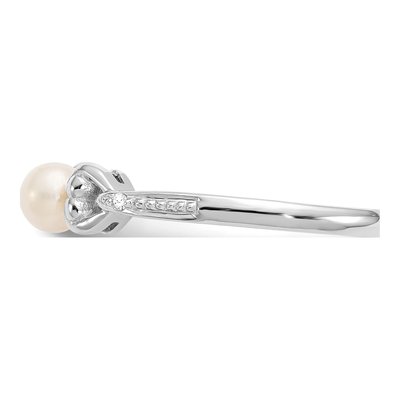 10K White Gold Freshwater Cultured Pearl & Diamond Round June Ring – view 4