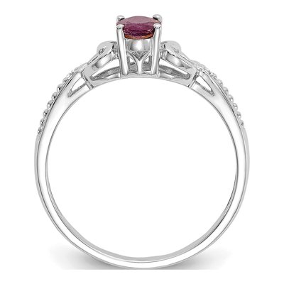 10K White Gold Ruby & Diamond Oval July Ring – view 3