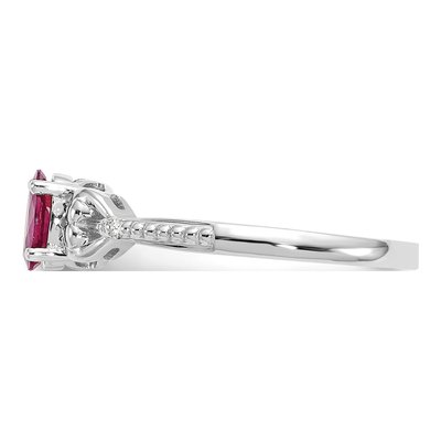 10K White Gold Ruby & Diamond Oval July Ring – view 5