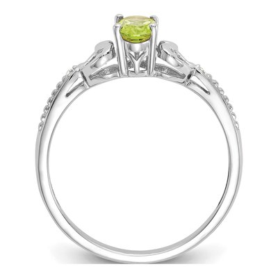 10K White Gold Peridot & Diamond Oval Ring – view 3