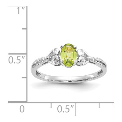 10K White Gold Peridot & Diamond Oval Ring – view 4