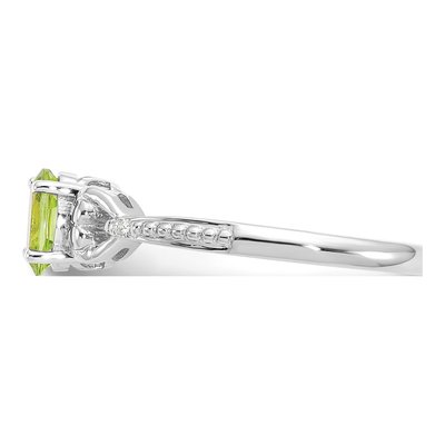 10K White Gold Peridot & Diamond Oval Ring – view 5