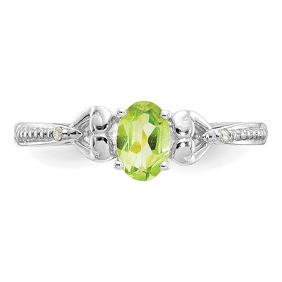 10K White Gold Peridot & Diamond Oval Ring – view 6