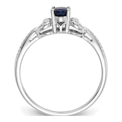 10K White Gold Sapphire & Diamond September Ring – view 3