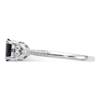 10K White Gold Sapphire & Diamond September Ring – view 5