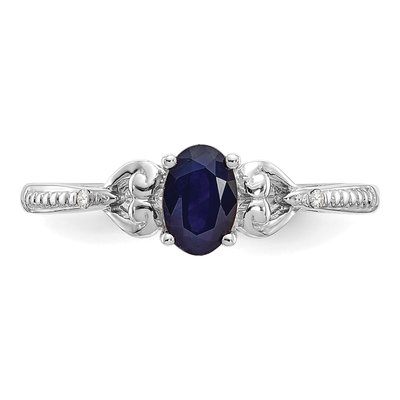 10K White Gold Sapphire & Diamond September Ring – view 6