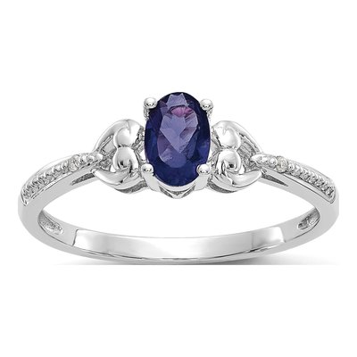 10K White Gold Sapphire & Diamond September Ring