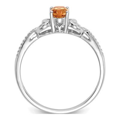10K White Gold Citrine & Diamond Oval Ring – view 3