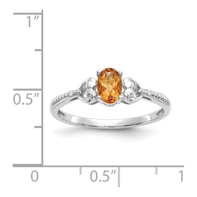 10K White Gold Citrine & Diamond Oval Ring – view 4
