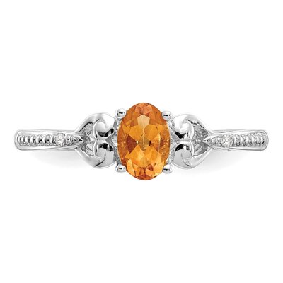 10K White Gold Citrine & Diamond Oval Ring – view 6