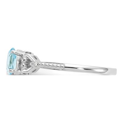 10K White Gold Swiss Blue Topaz & Diamond Oval December Ring – view 5