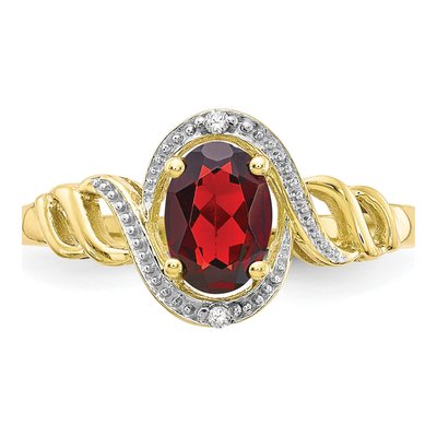 10K Yellow Gold Garnet & Diamond January Ring – view 6
