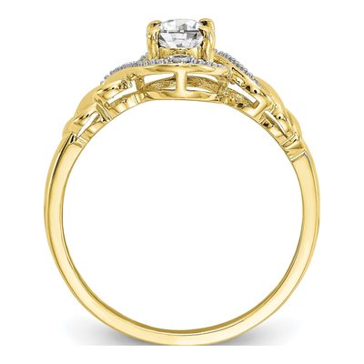 10K Yellow Gold White Topaz & Diamond Oval April Ring – view 3