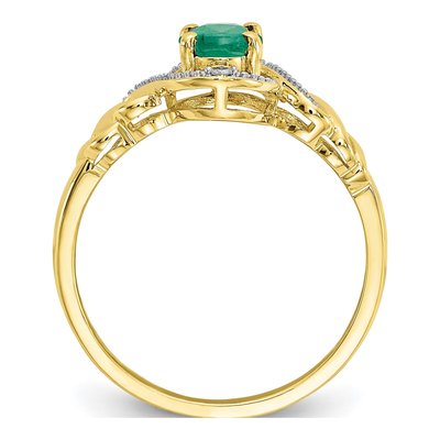 10K Yellow Gold Emerald & Diamond Natural Ring – view 2