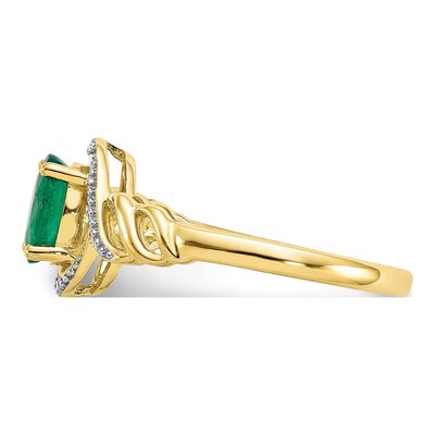 10K Yellow Gold Emerald & Diamond Natural Ring – view 4
