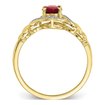 10K Yellow Gold Ruby & Diamond Oval July Ring – view 2