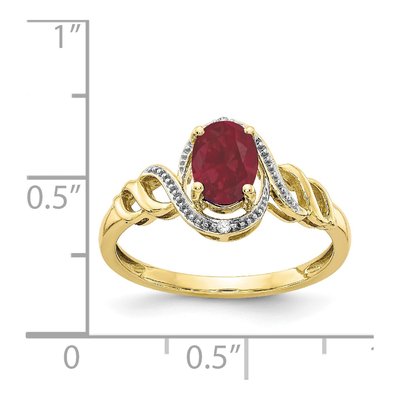 10K Yellow Gold Ruby & Diamond Oval July Ring – view 3