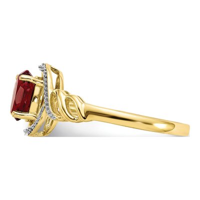 10K Yellow Gold Ruby & Diamond Oval July Ring – view 4