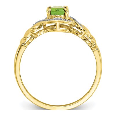 10K Yellow Gold Peridot & Diamond Oval Ring – view 3