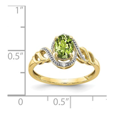 10K Yellow Gold Peridot & Diamond Oval Ring – view 4
