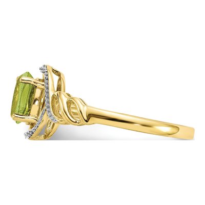 10K Yellow Gold Peridot & Diamond Oval Ring – view 5