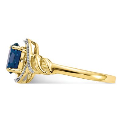 10K Yellow Gold Sapphire & Diamond Oval September Ring – view 5