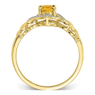 10K Yellow Gold Citrine & Diamond Oval November Ring – view 3