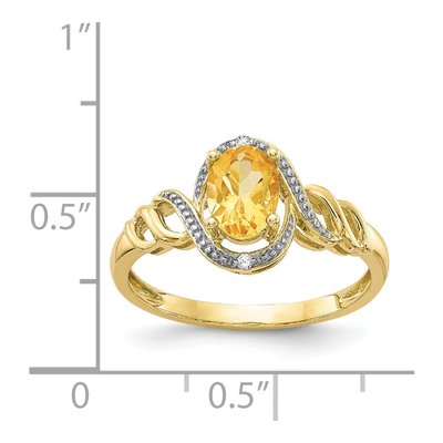 10K Yellow Gold Citrine & Diamond Oval November Ring – view 4
