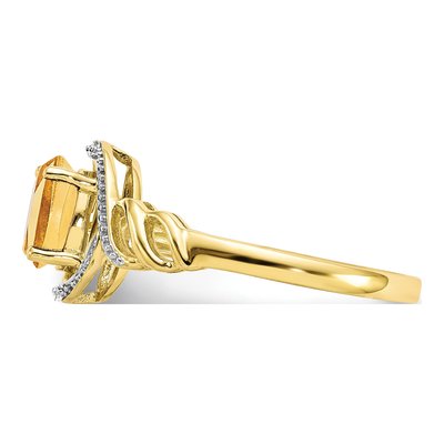 10K Yellow Gold Citrine & Diamond Oval November Ring – view 5