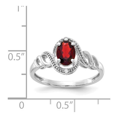 10K White Gold Garnet & Diamond January Ring – view 4