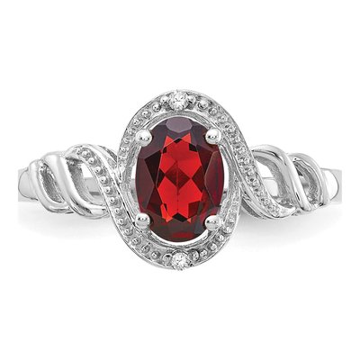 10K White Gold Garnet & Diamond January Ring – view 6