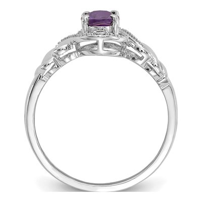 10K White Gold Amethyst & Diamond Oval Ring – view 3